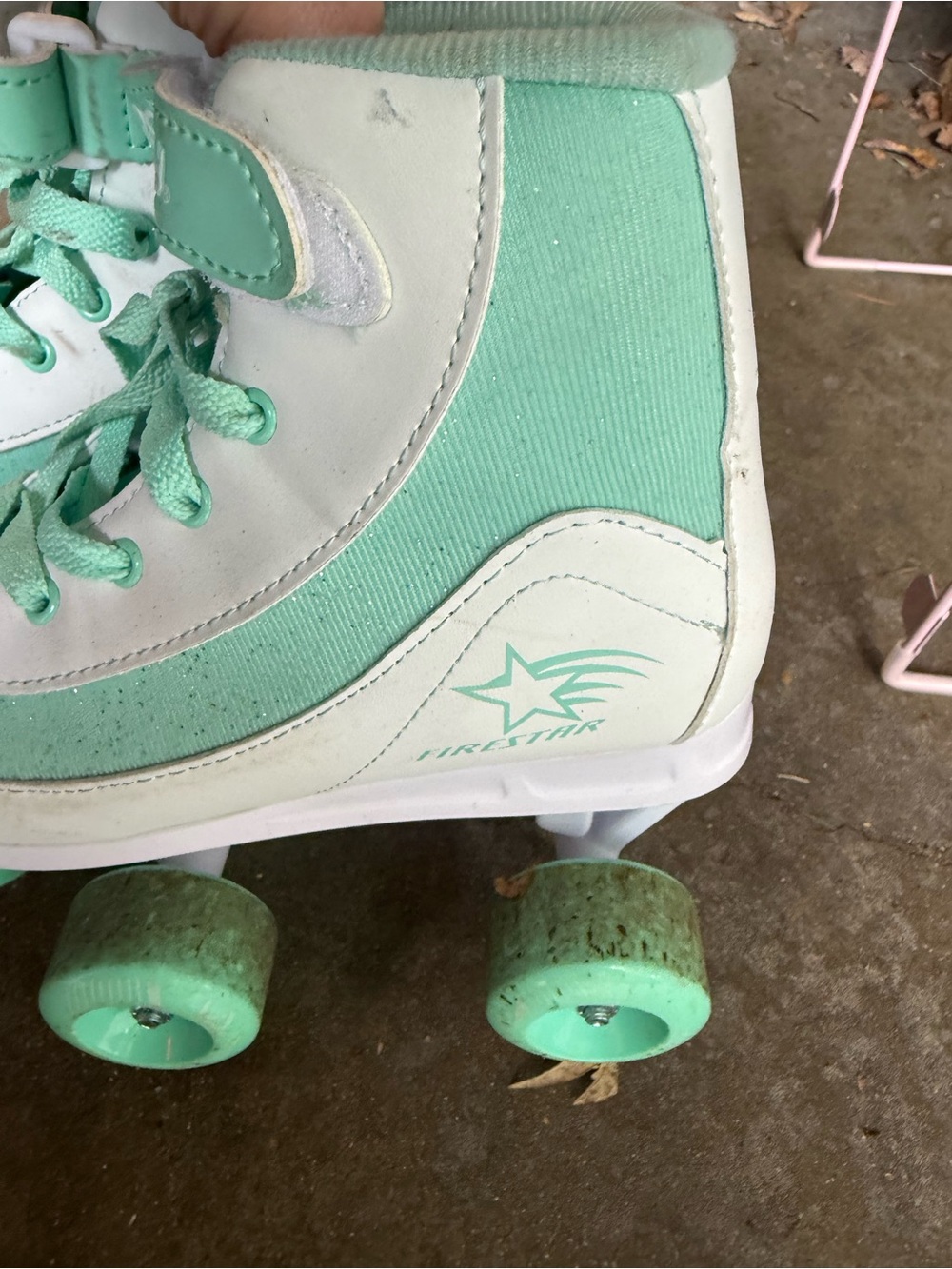 Kids Mint Green and White Roller Skate